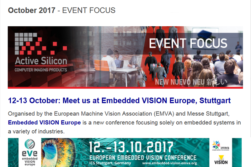 October newsletter outlines Embedded VISION Europe