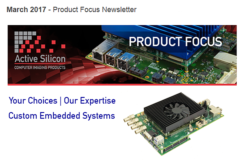 Screenshot of Active Silicon's March newsletter - Com Express embedded system