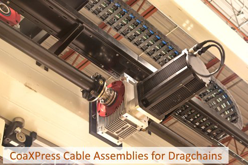 CoaXPress cable assemblies for dragchains