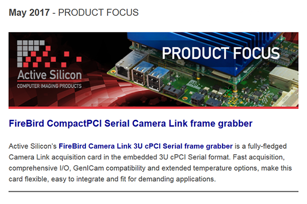 NEWSLETTER-Active-Silicon-CompactPCI-Serial-Camera-Link-frame-grabber-May-2017