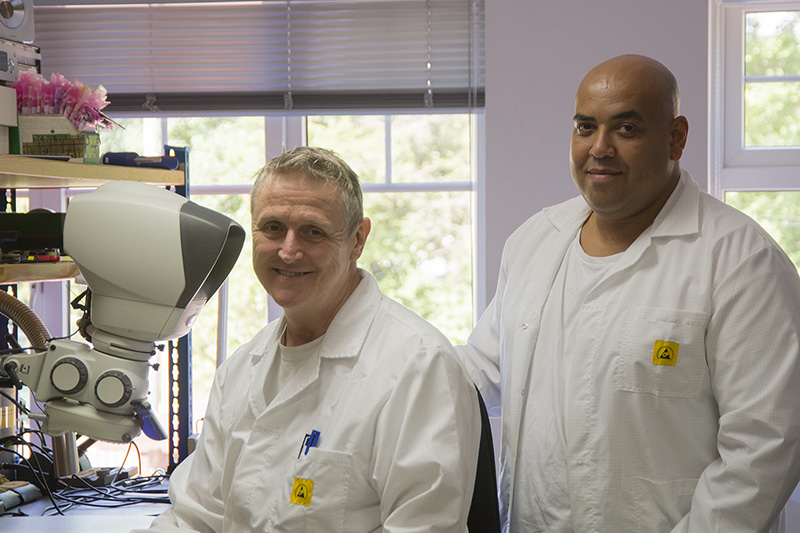 Production team members in the lab