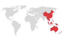 World map with asia-pacific area highlighted