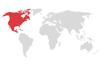 World map with north america highlighted