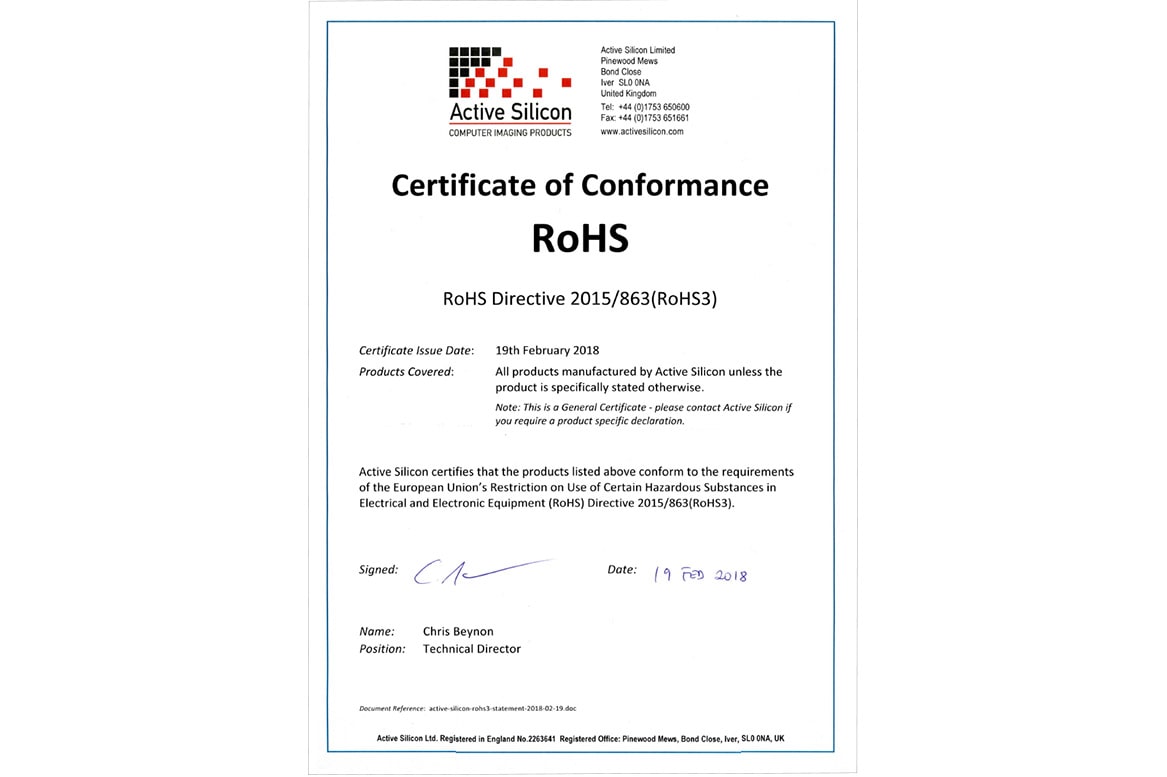 Rohs Compliance Certificate Template