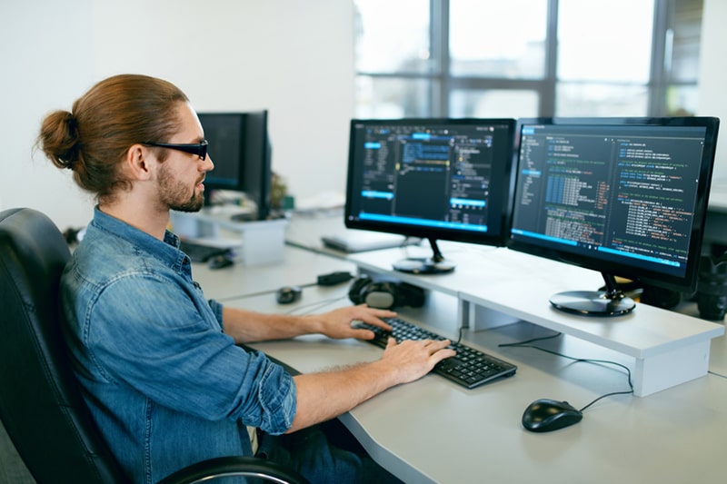 Software engineer working on a computer