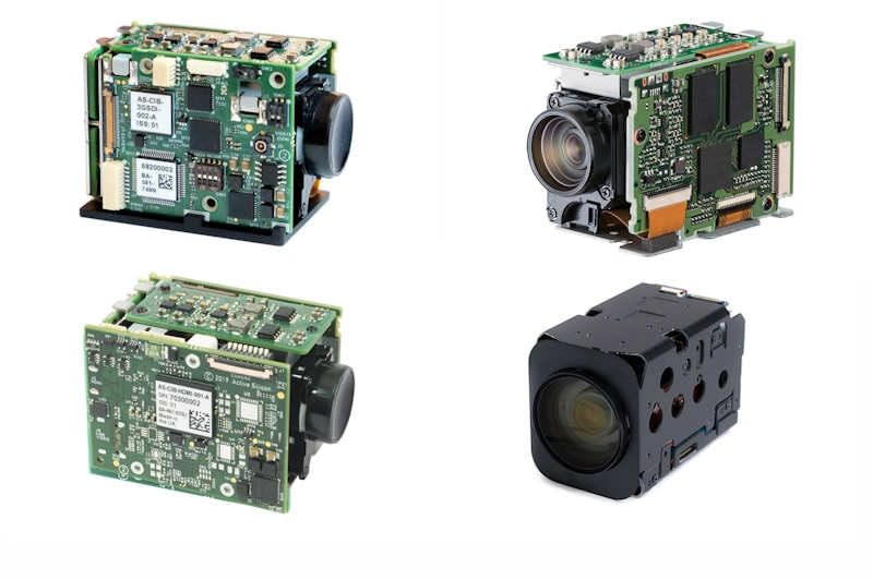 product images of 4 autofocus-zoom cameras with 3G-SDI, USB (UVC), HDMI and LVDS output