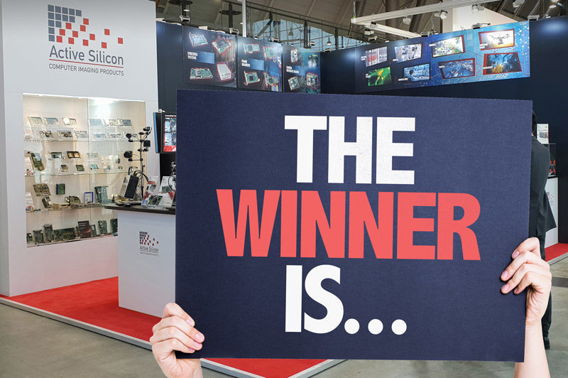 Active Silicon booth at VISION 2018 with winner placard