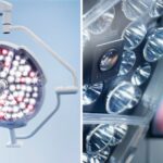A surgical light with a camera fitted
