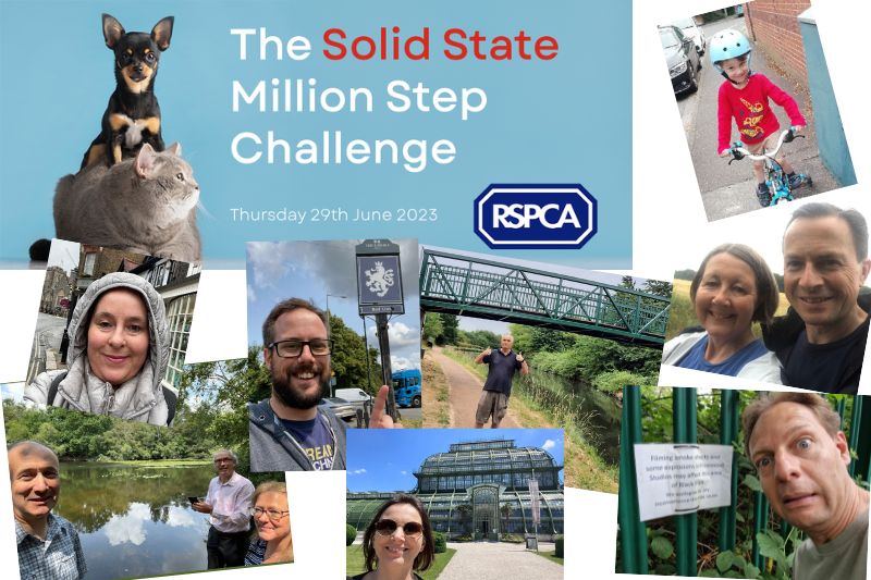 A collage of selfies of Active Silicon staff on a charity walk