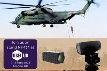 A helicopter with block camera and rugged housing