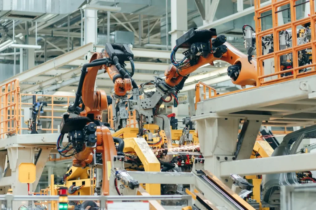 Robotic arms in a factory