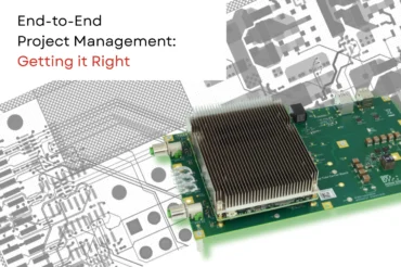 Custom designed system board on a CAD background