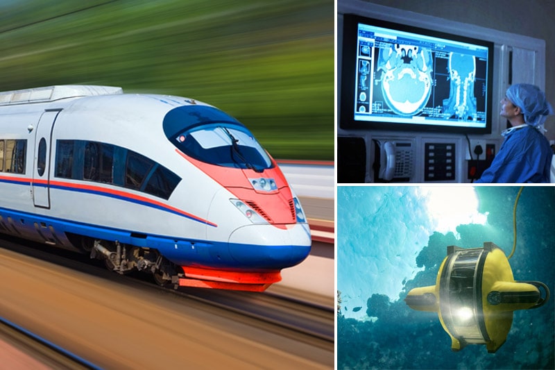 Train, medical x-ray image and ROV