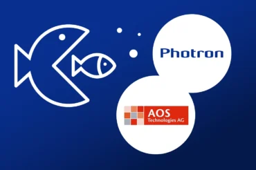 Large fish swallowing small fish with Photron and AOS logos