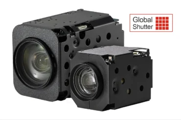 Two cameras next to each other with a global shutter label