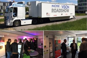 Machine vision roadshow truck and attendees