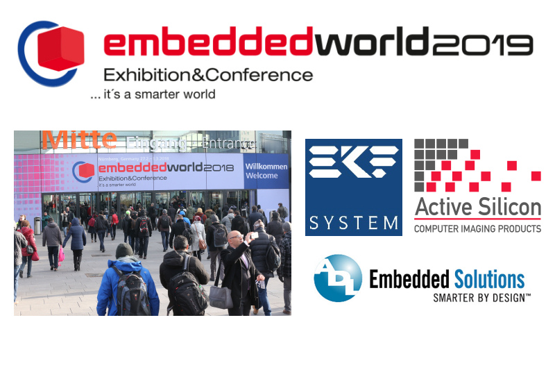 Embedded World conference and exhibition with Active Silicon, EKF and ADL company logos