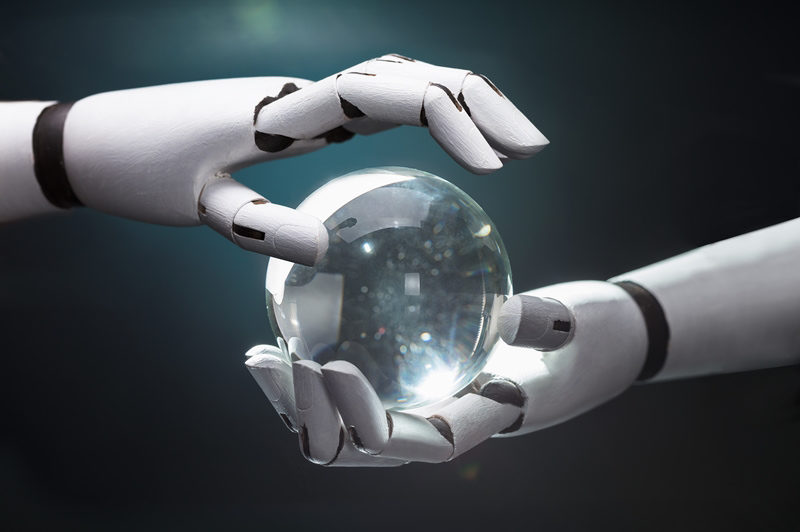 Robot hands and crystal ball