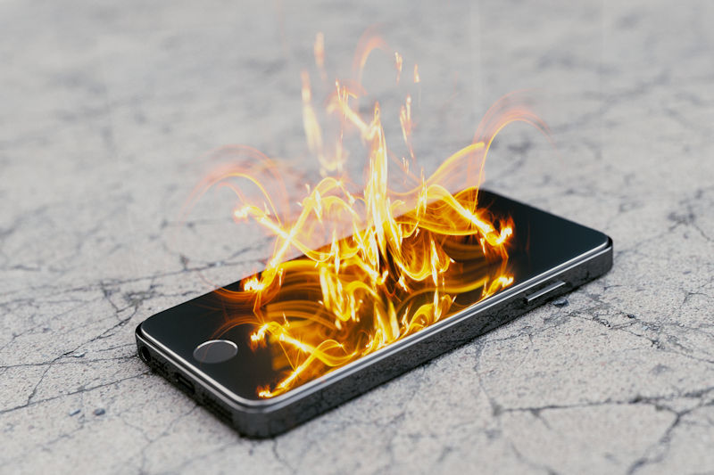 Picture of an iPhone in flames